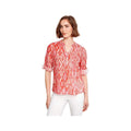 Charlie B Women's Printed Roll Up Long Sleeve Blouse  Scarlet P