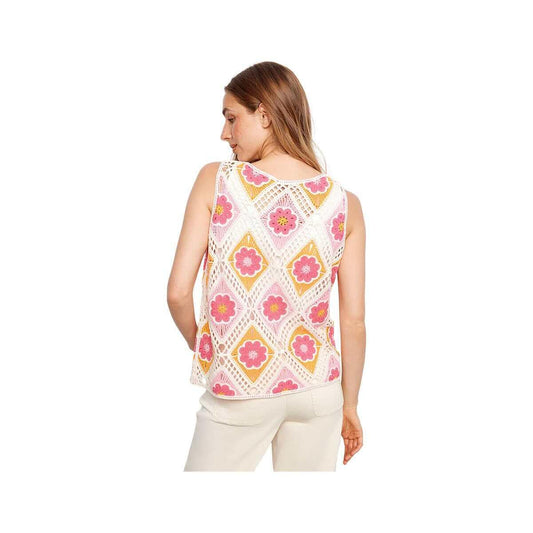 Color swatch for Charlie B Women's Sleeveless Flower Crochet Top in Apricot P