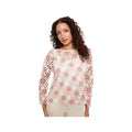 Charlie B Women's 3/4 Sleeve Crochet Flower Top Carnation P