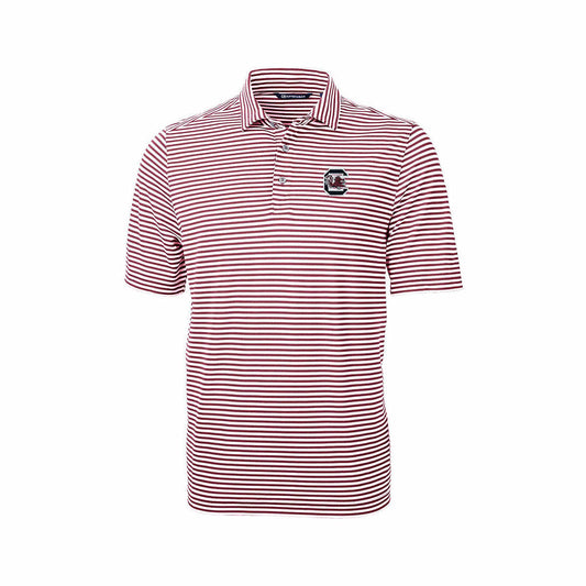 Men's University of South Carolina Virtue Eco Pique Stripe Men's Polo Shirt Red Cht