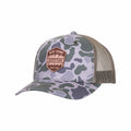 Mast Store Outfitters Leather Badge Printed Trucker Hat Marsh Duck Camo