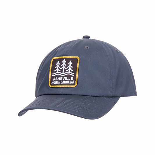 Asheville Three Trees Embroidered Patch Relaxed Snapback Hat Charcoal