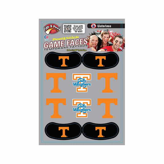 Game Faces University of Tennessee Lady Vols Waterless Temporary Tattoos