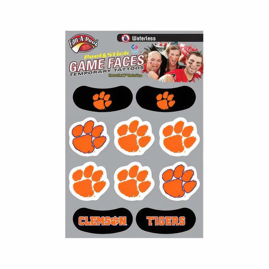 Game Faces Clemson Paw Waterless Temporary Tattoos