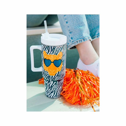 Mary Square Tiger Stripes To-Go Handle Tumbler - 30 Ounce