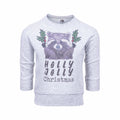 Barefoot Baby Toddler Holly Jolly Christmas Raccoon Long Sleeve T-Shirt Htr Grey