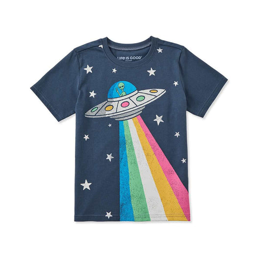 Life is Good Kids' Space Alien Short Sleeve Crusher T-Shirt Darkest Blue