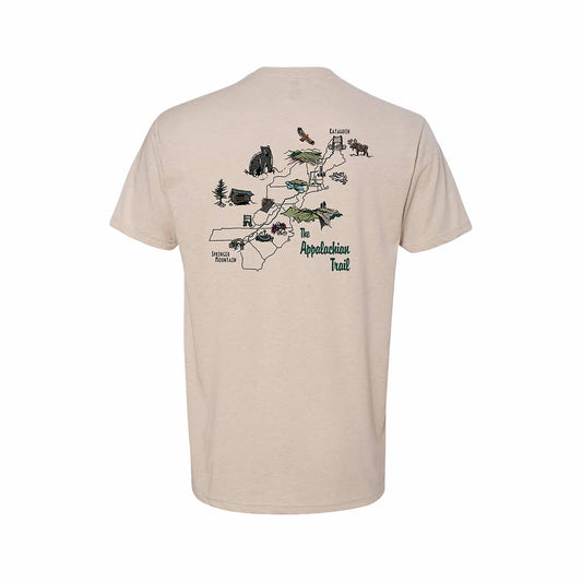 Wild Tribute Appalachian Trail Map Short Sleeve T-Shirt Sand