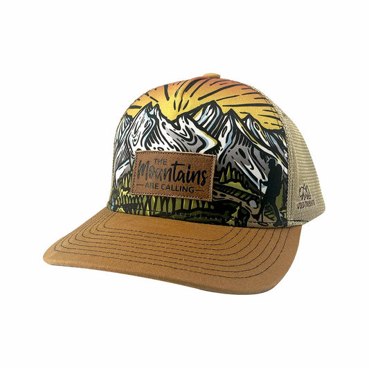 Wild Tribute The Mountains Are Calling Trucker Hat Brown Khaki