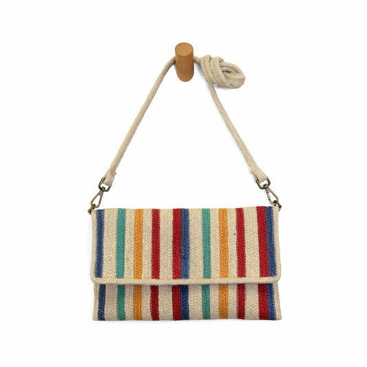 Joy Susan Moxie Striped Jute Crossbody Handbag Multi