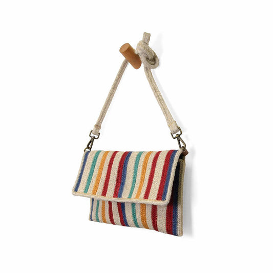 Joy Susan Moxie Striped Jute Crossbody Handbag Multi
