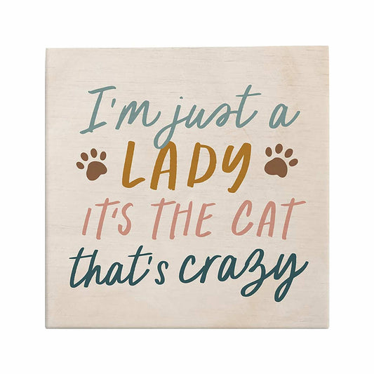 P Graham Dunn Crazy Cat Lady Block Sign