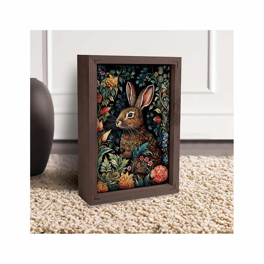 P Graham Dunn Moody Floral Bunny Linen Wall Art