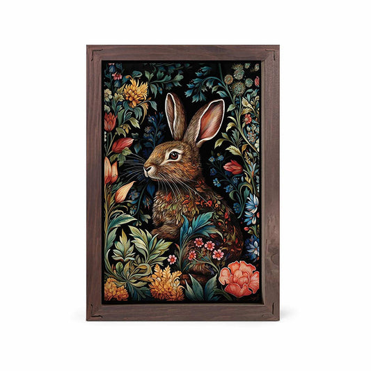 P Graham Dunn Moody Floral Bunny Linen Wall Art