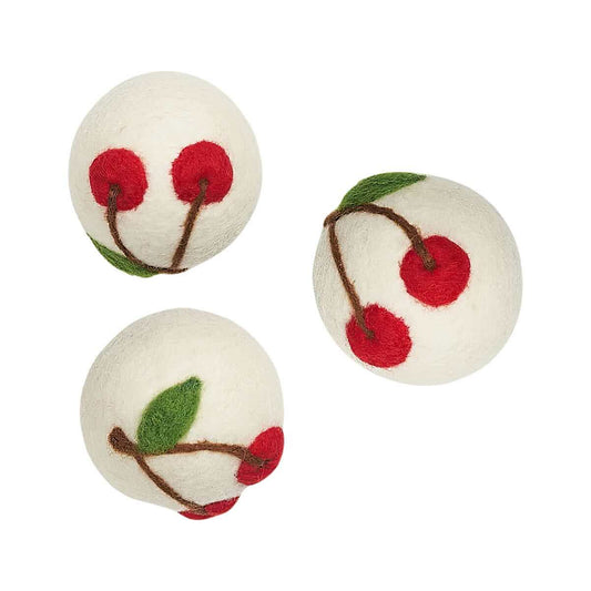 Once Again Home Co. Mary Engelbreit Cherry Laundry Wool Dryer Balls - Pack of 3
