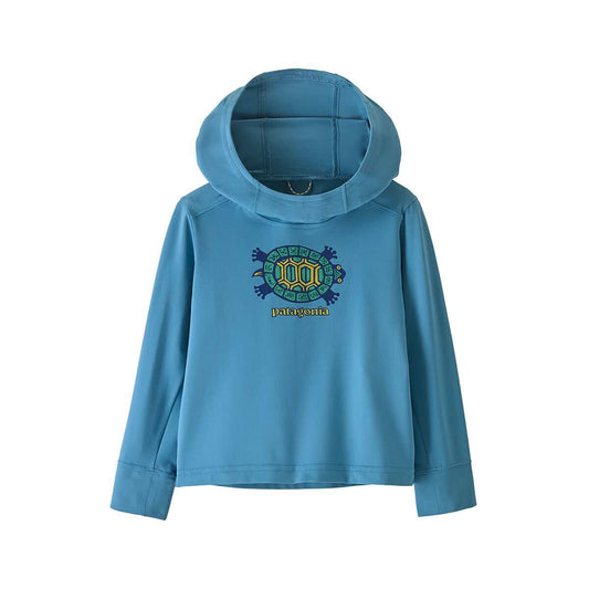 Patagonia Baby and Toddler Capilene Silkweight Island Turtle Long Sleeve Hoody Shore Blue