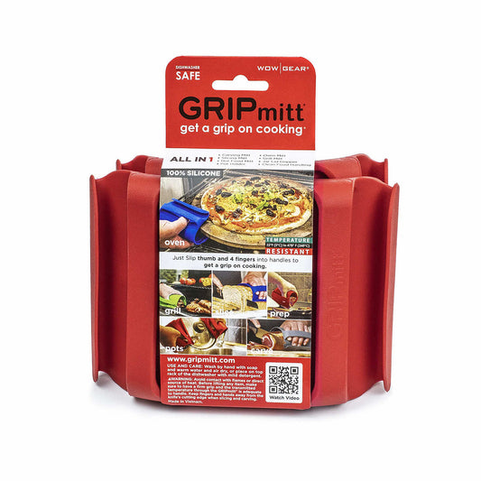 WOW GEAR GRIPmitt® Red Silicone Kitchen & BBQ Mitts - Set of 2