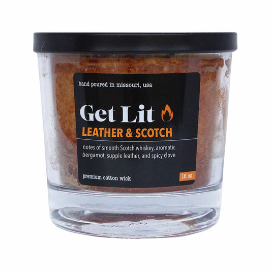 Ozark Brands Get Lit Leather & Scotch Candle - 16 Ounce