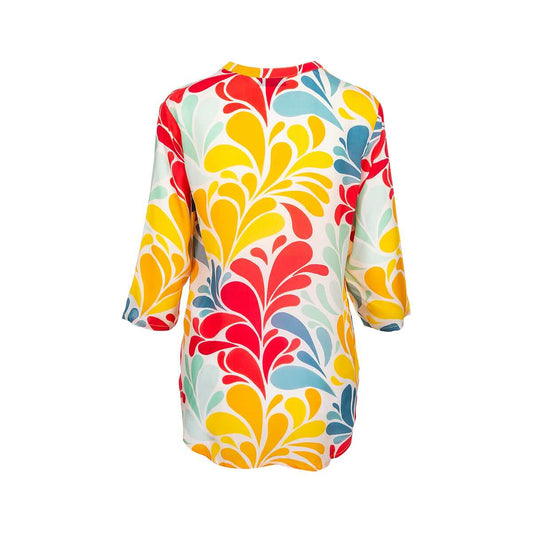 APNY Apparel Women's 3/4 Sleeve Mandarin Collar Button Up Shirt