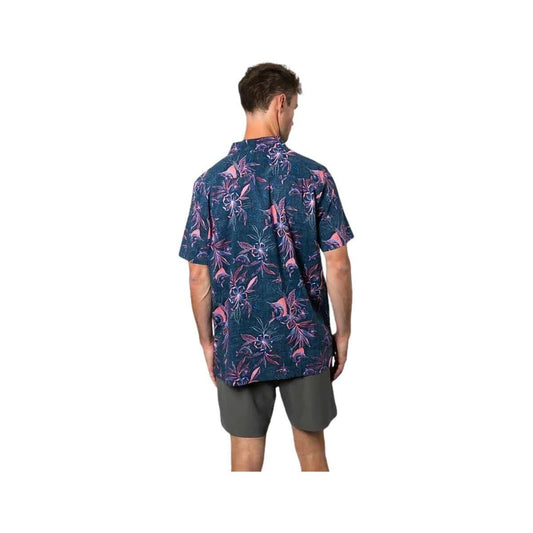 Beach & Barn Men's Flower & Fish Short Sleeve Sport Shirt