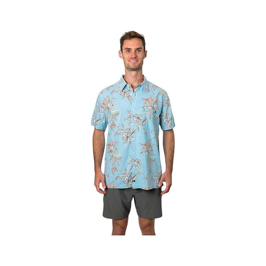 Beach & Barn Men's Flower & Fish Short Sleeve Sport Shirt