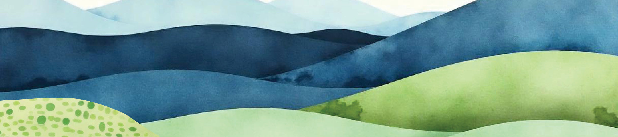 Colorful abstract mountain landscape with blue and green hues