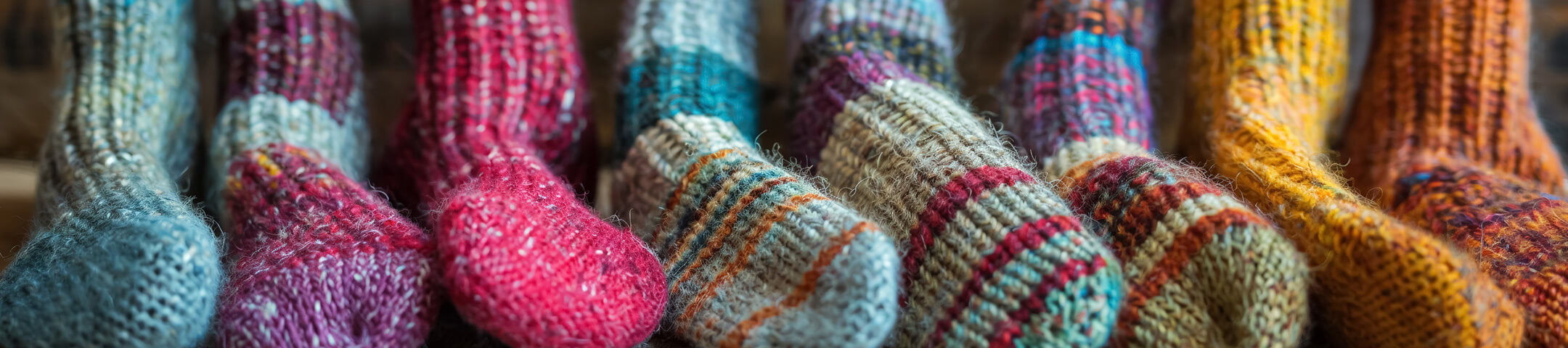 8 individual socks of all different colors 