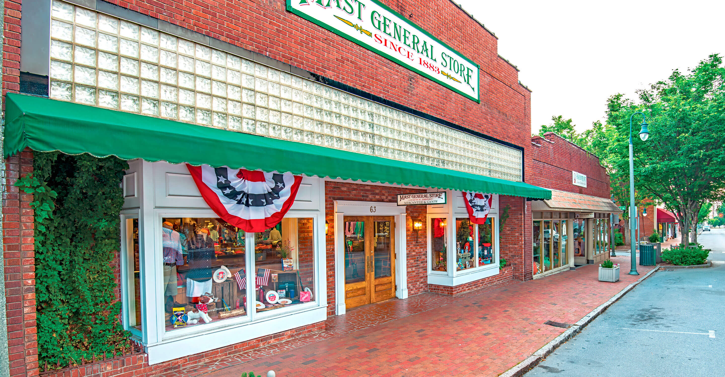 Street view of the Mast General Store in downtown Waynesville, NC